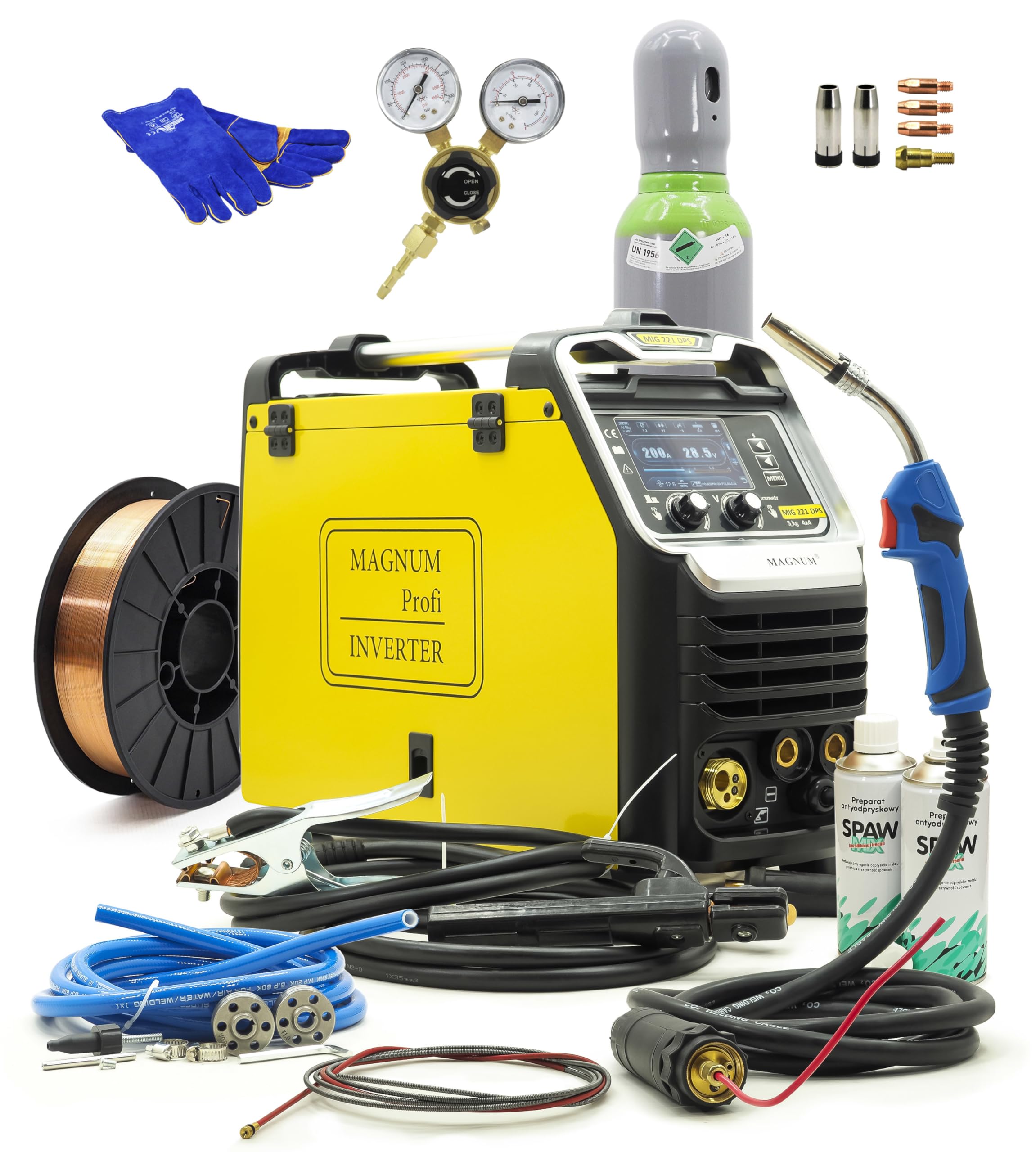 MAGNUM MIG 221 DUAL PULS SYNERGIA 4x4 - Starter-Set Kombi Schweißgerät, Aluminium Schweißgerät 200A, Schutzgasschweißgerät Komplettset, sofort startklar - Bestschweissen.de
