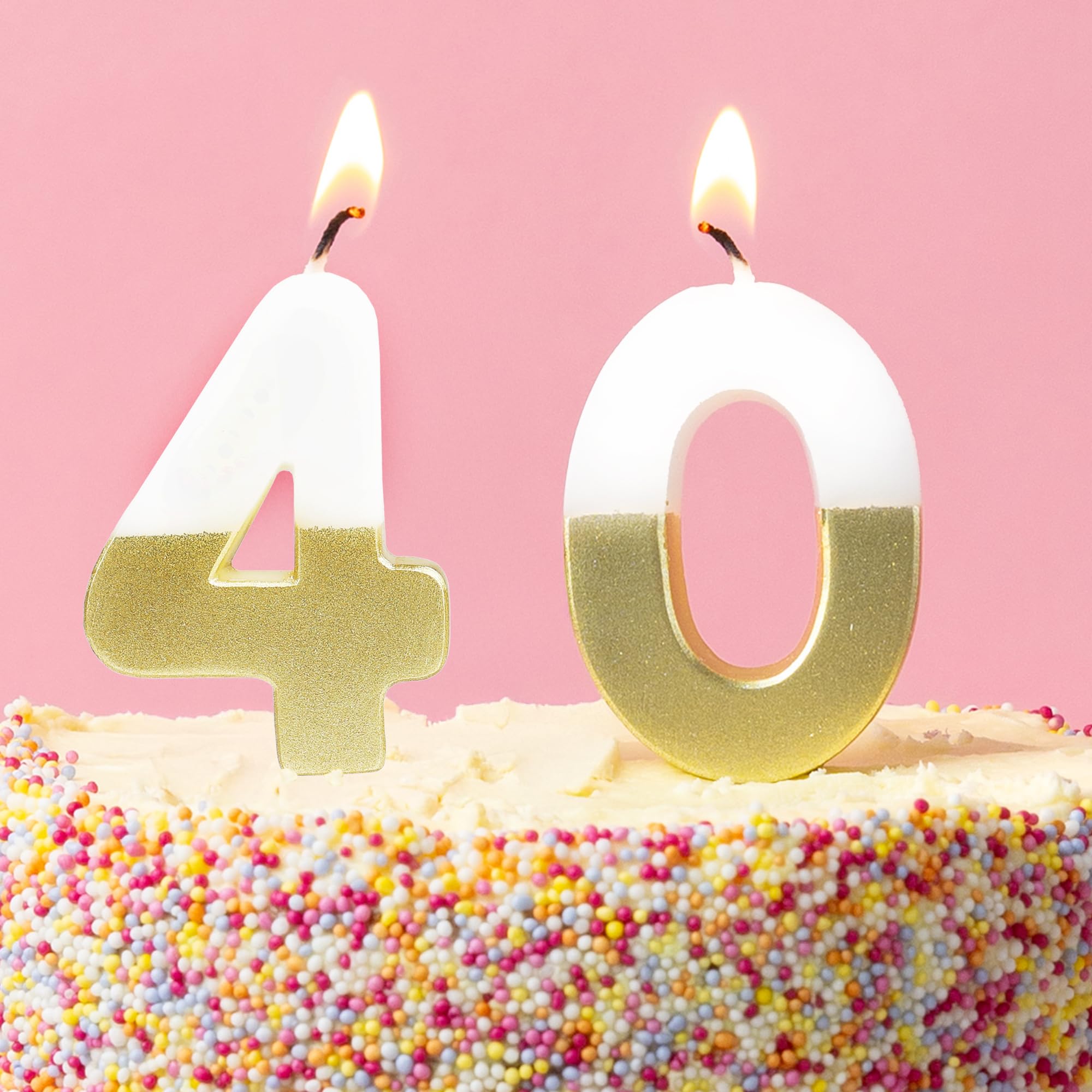 Talking Tables 40th Birthday Candles Cake Toppers – Gold Number Cake Candles Decorations for 40th Birthday Parties Anniversaries Milestones – Premium Quality – Recycled Packaging – 5.5 cm Height