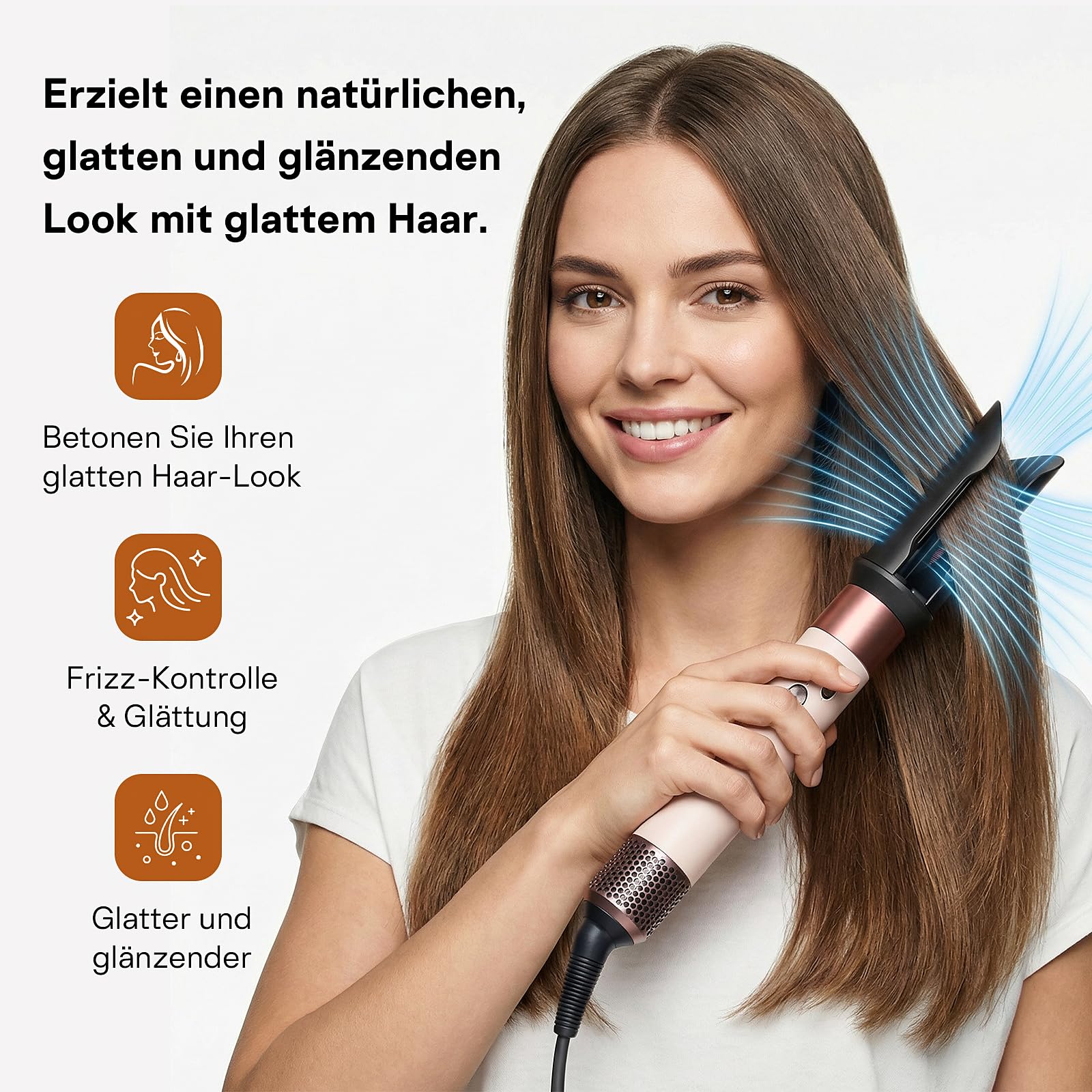 Glättungsdüse Aufsatz für Dyson Airwrap mit Modellen HS01/05/08, Schwarz | Glättet feuchtes, lockiges Haar für ein glattes, glänzendes Ergebnis und reduziert dabei Frizz