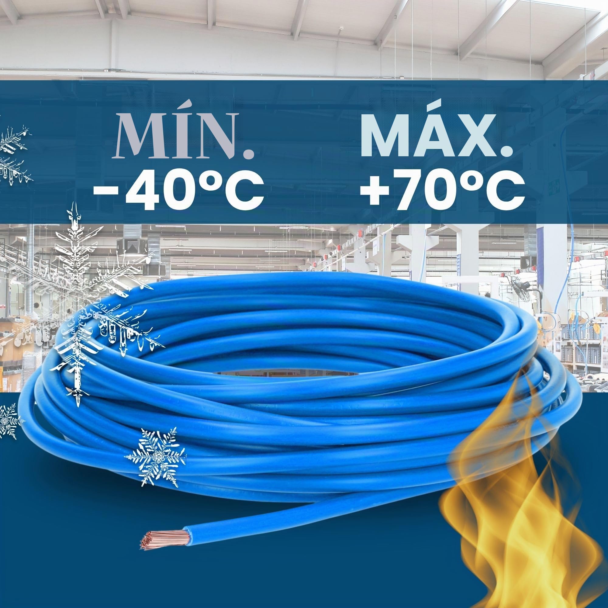 Kalitec 2 metros H07V-K 10 mm² azul cable flexible 10 mm² cableado hostil cable para armario eléctrico