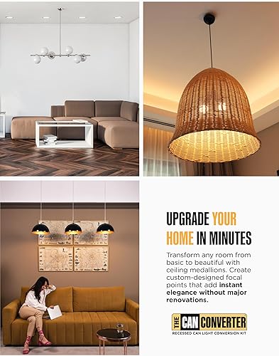 Miniatura 6 de 7' pulgadas, Medallón de techo, para mejoras para el hogar, biselado redondo, anillo de cubierta para, iluminación de techo, lámpara colgante,