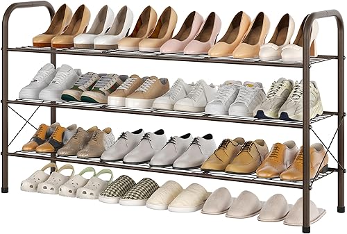 Miniatura 20 de Hoctieon Zapatero de 2 niveles para armario, zapatero de malla duradera, estante de zapatos de entrada, organizador de almacenamiento de zapatos