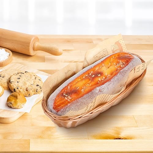 Miniatura 9 de GANAZONO Cesta ovalada de plástico, cesta de pan de mimbre, cestas vacías tejidas para almacenamiento de alimentos, para fiestas, cocina, restaurante