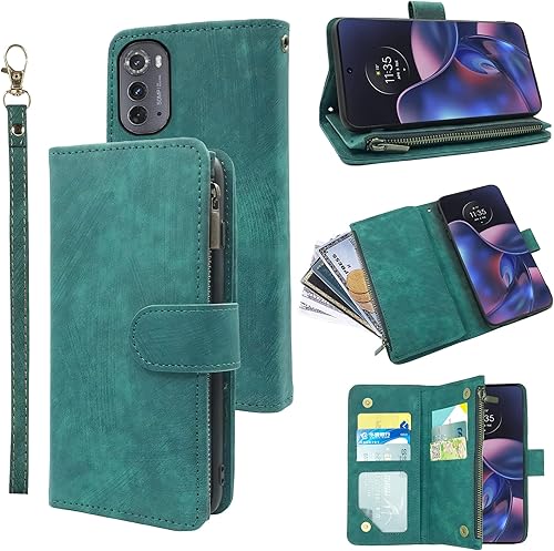 Funda tipo cartera compatible con Motorola Moto Edge 2022MotoEdge 5G UW 2022 y soporte para tarjetas de crédito vintage de primera calidad,