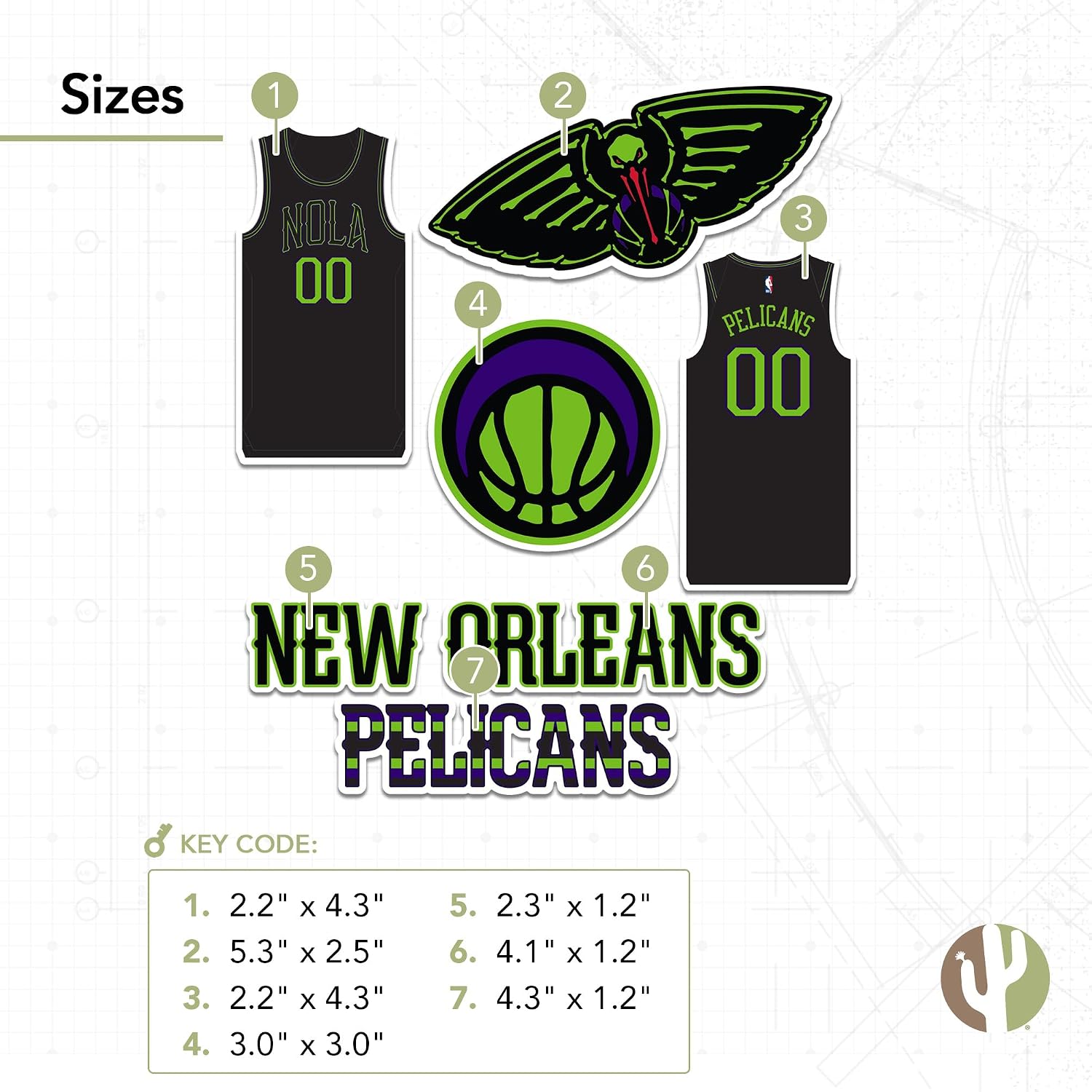 Desert Cactus New Orleans Pelicans Sticker NBA Officially Licensed Sticker Vinyl Decal Laptop Water Bottle Car Scrapbook (City Edition 2023)