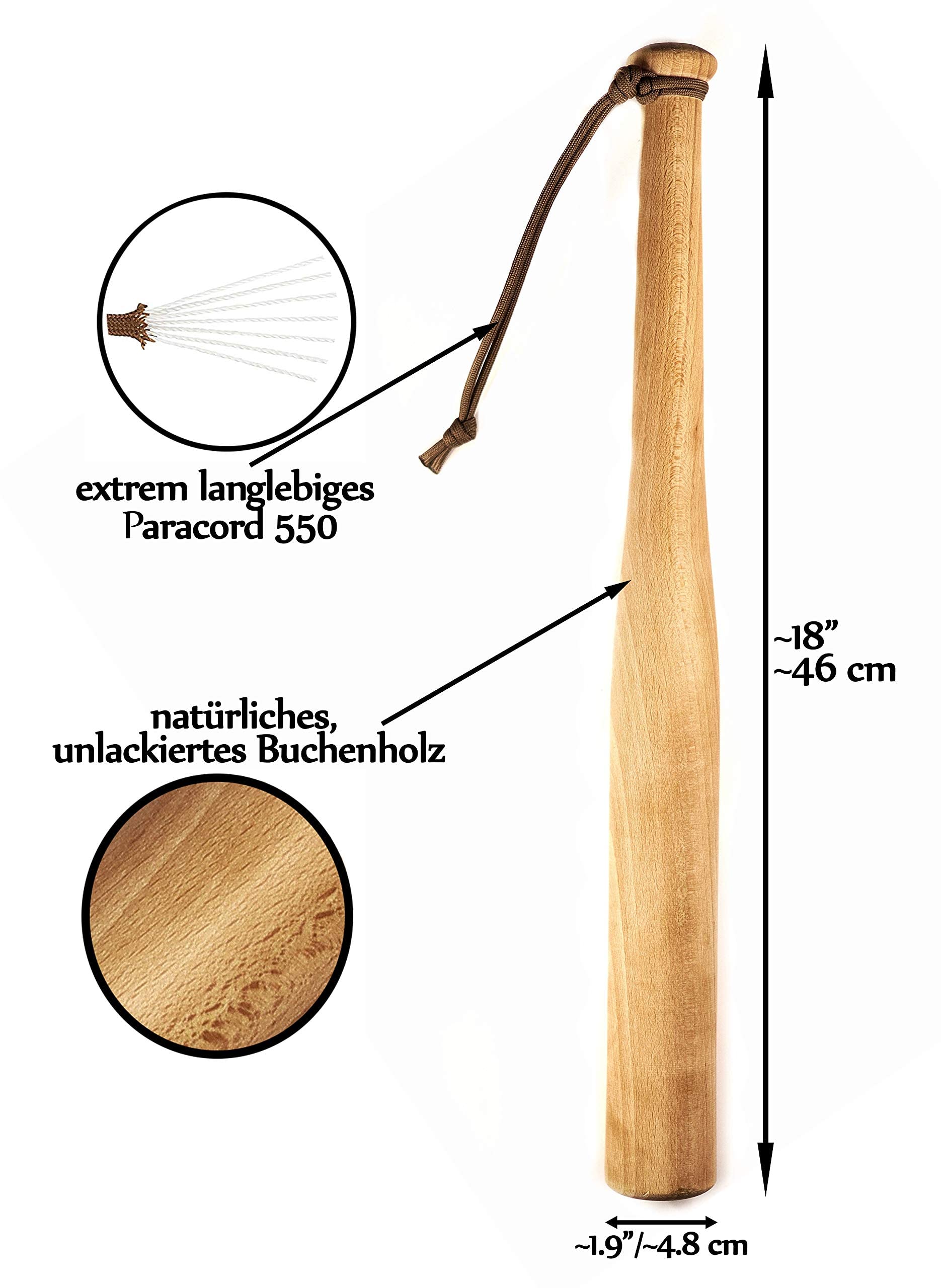 Buy Victorer Baseball Bat made of natural wood with Paracord wrist strap wrapped as a gift