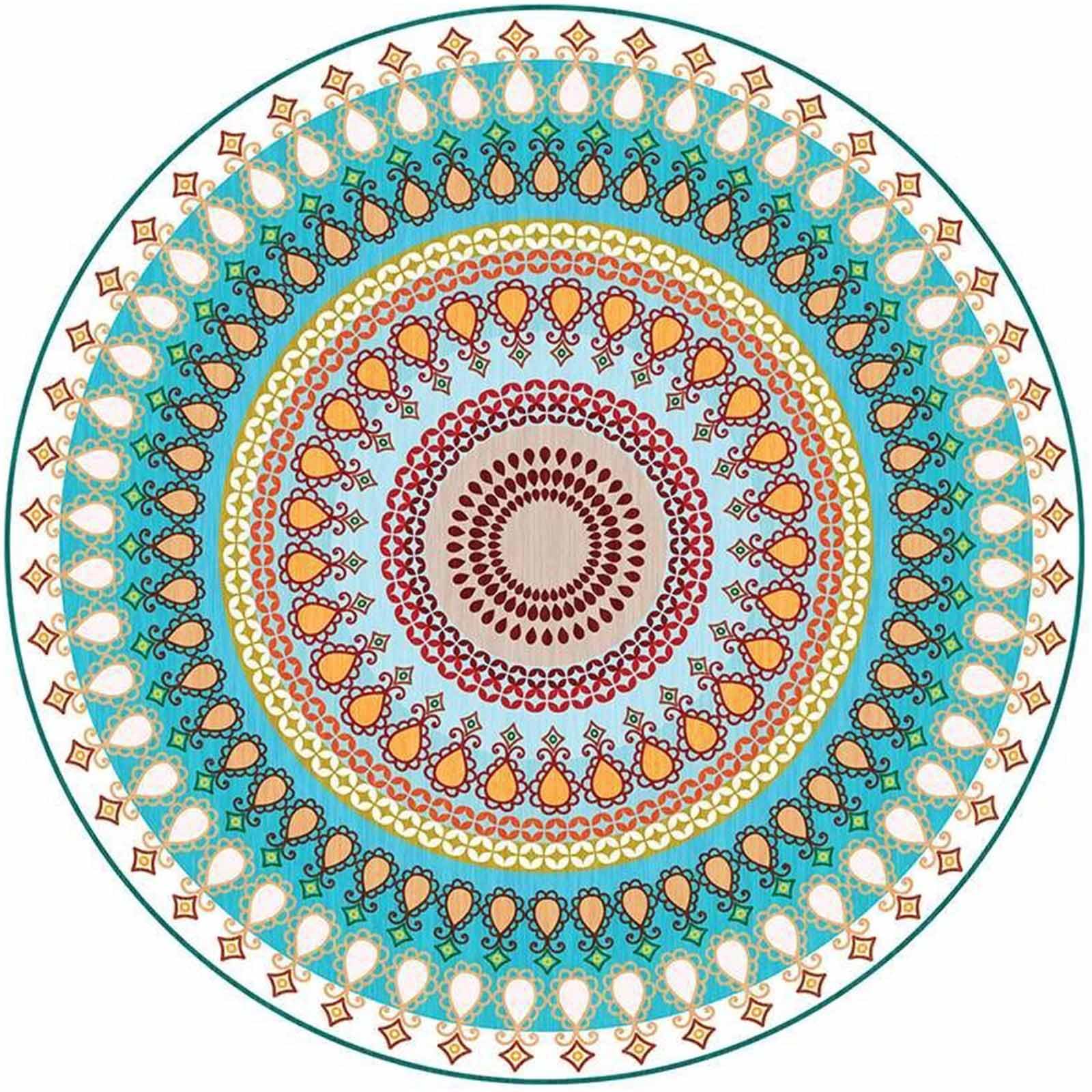 Tapis rond chambre enfant style bohème multicolore 200cm