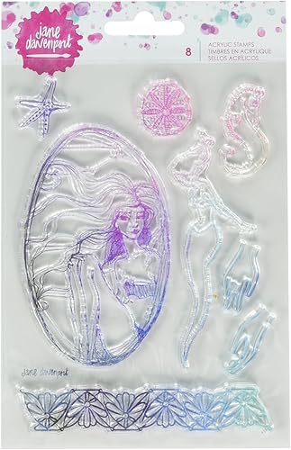 American Crafts 320817 8Pkg Jane Davenport Mixed Media 2 sellos acrílicos