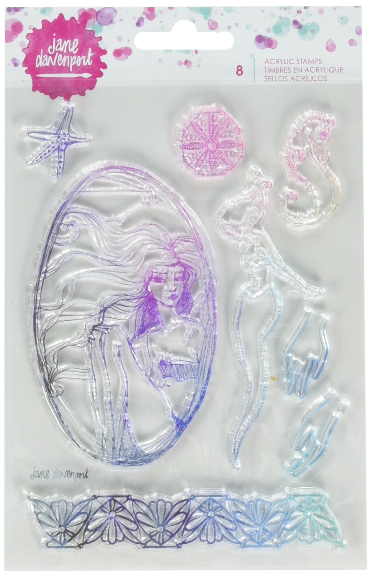 Tampons acryliques transparents American Crafts Jane Davenport lot de 2