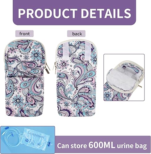 Miniatura 4 de Funda para tubo de nefrostomía y bolsa de drenaje con correa ajustable para la cintura y cubierta de tubo de catéter para nefrostomía (Blanco azul)