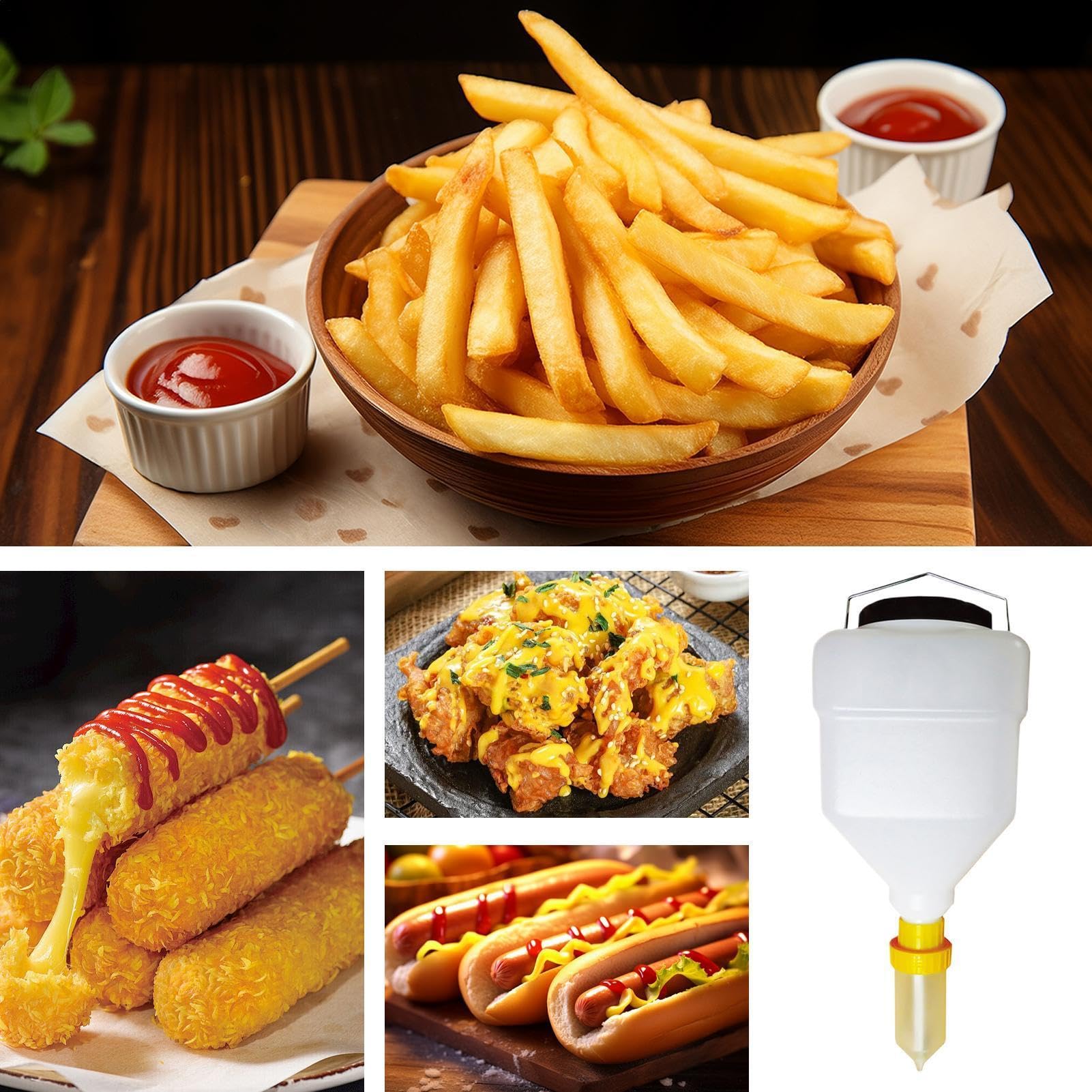 Botella flexible dispensadora – PVC a prueba de fugas de gran capacidad | Envase de salsa recargable, bomba de comercial, jarra de condimento de cocina profesional para aparador de barbacoa E