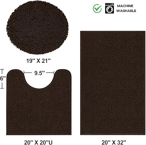 Miniatura 9 de Tapete de baño lavable a máquina, absorbente de agua, antideslizante, de microfibra suave (juego de 3, mediano de 20 x 32 pulgadas, cubierta de