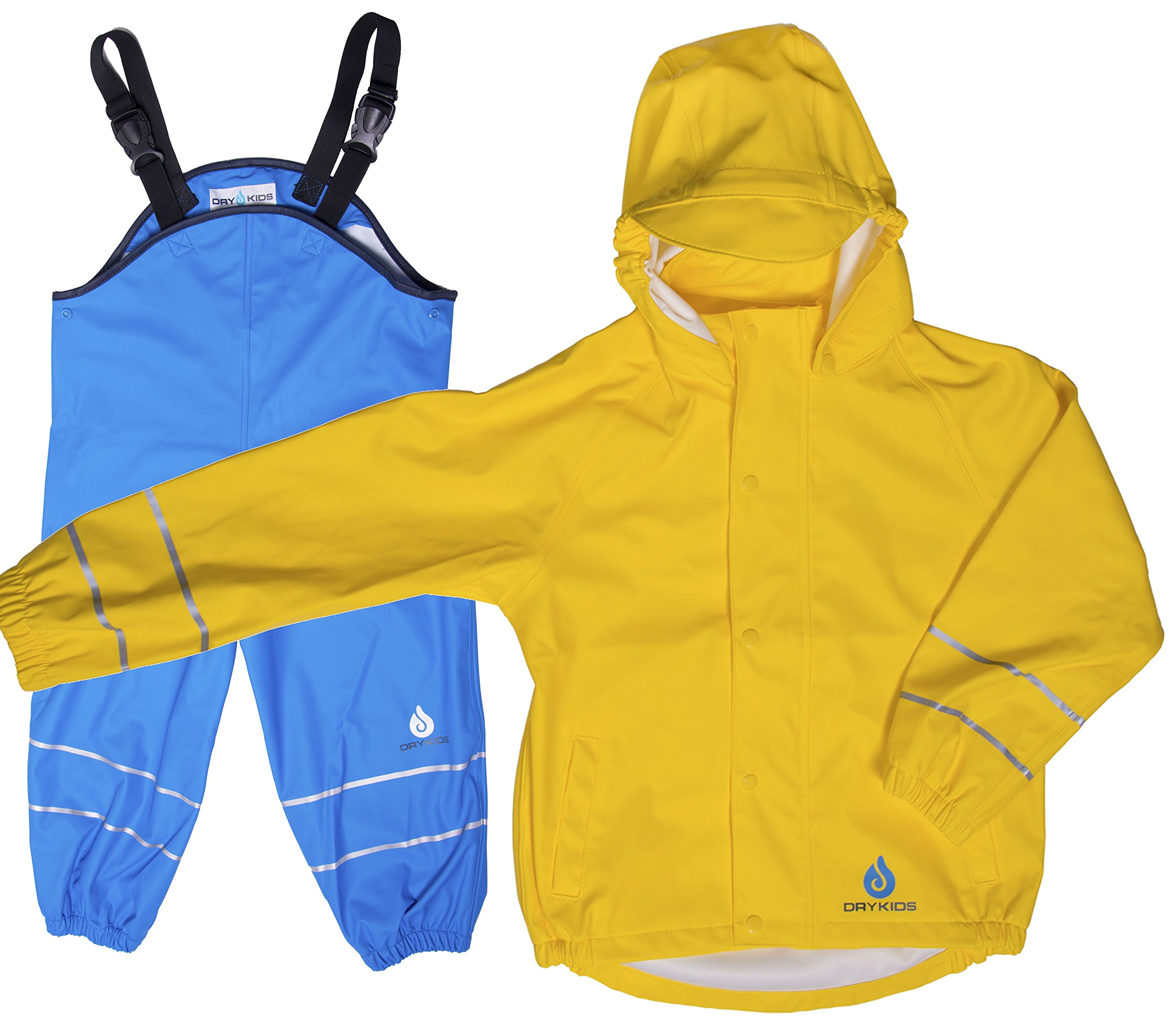 Dry Kids Yellow / Turquoise Childrens Pu Jacket & Dungarees Set Yel/Tuq 7/8Yrs