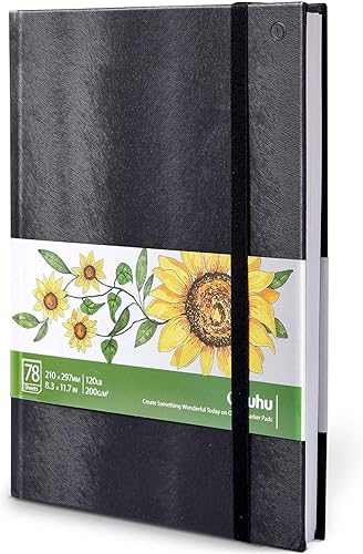 Ohuhu Cuaderno de bocetos de papel marcador 8.3 x 11.7 pulgadas, papel de dibujo de arte grande, 78 hojas156 páginas, 120 libras200 GSM, libros de