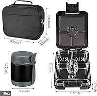 Vista 6 de Lonchera Bento para niños con termo de sopa de 10 onzas, recipientes de almuerzo a prueba de fugas con 4 compartimentos, tarro térmico