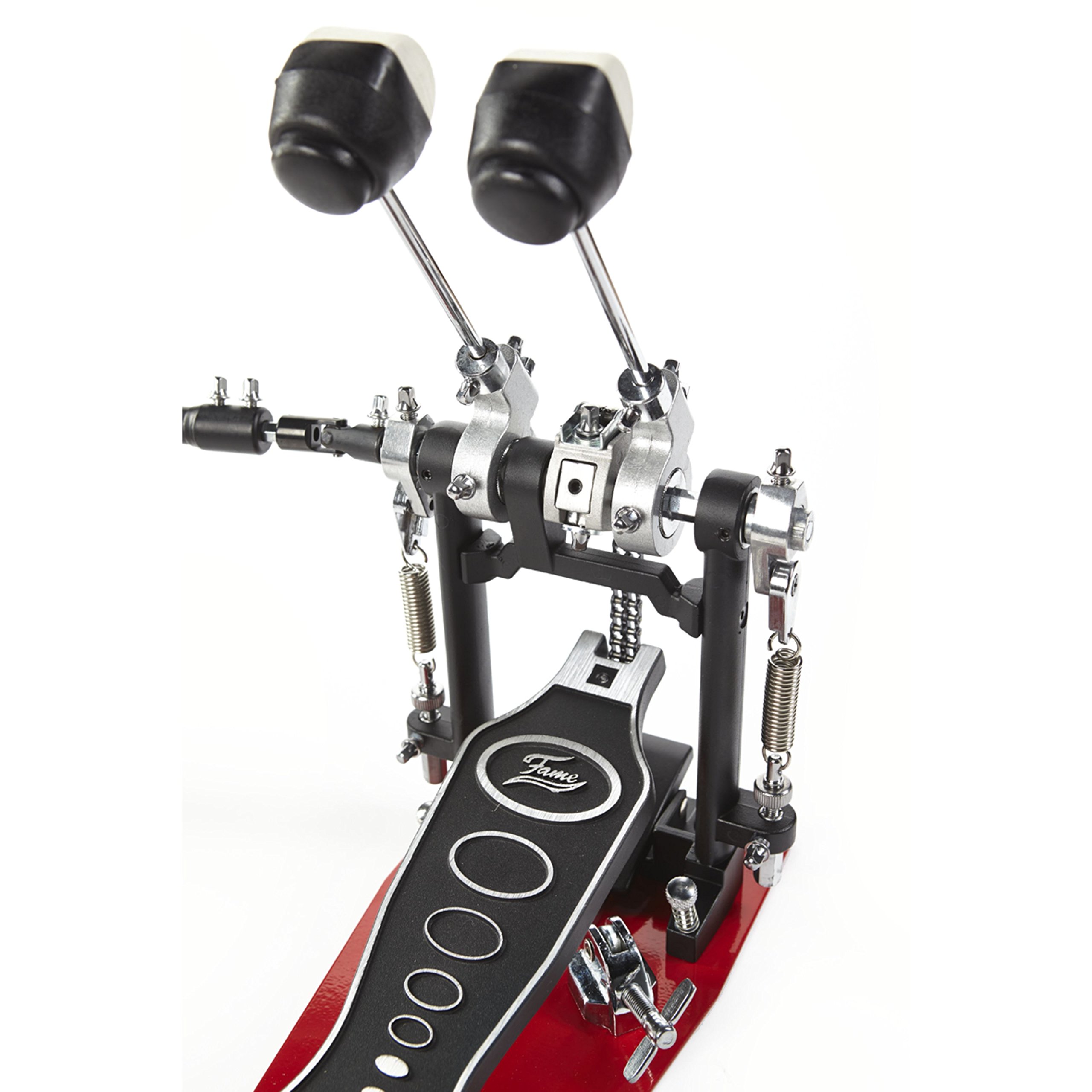 Fame Doppelpedal DFP9001, Double Bass, Double Kick Pedal, Drum Hardware, Filz Beater, einstellbare Federspannung