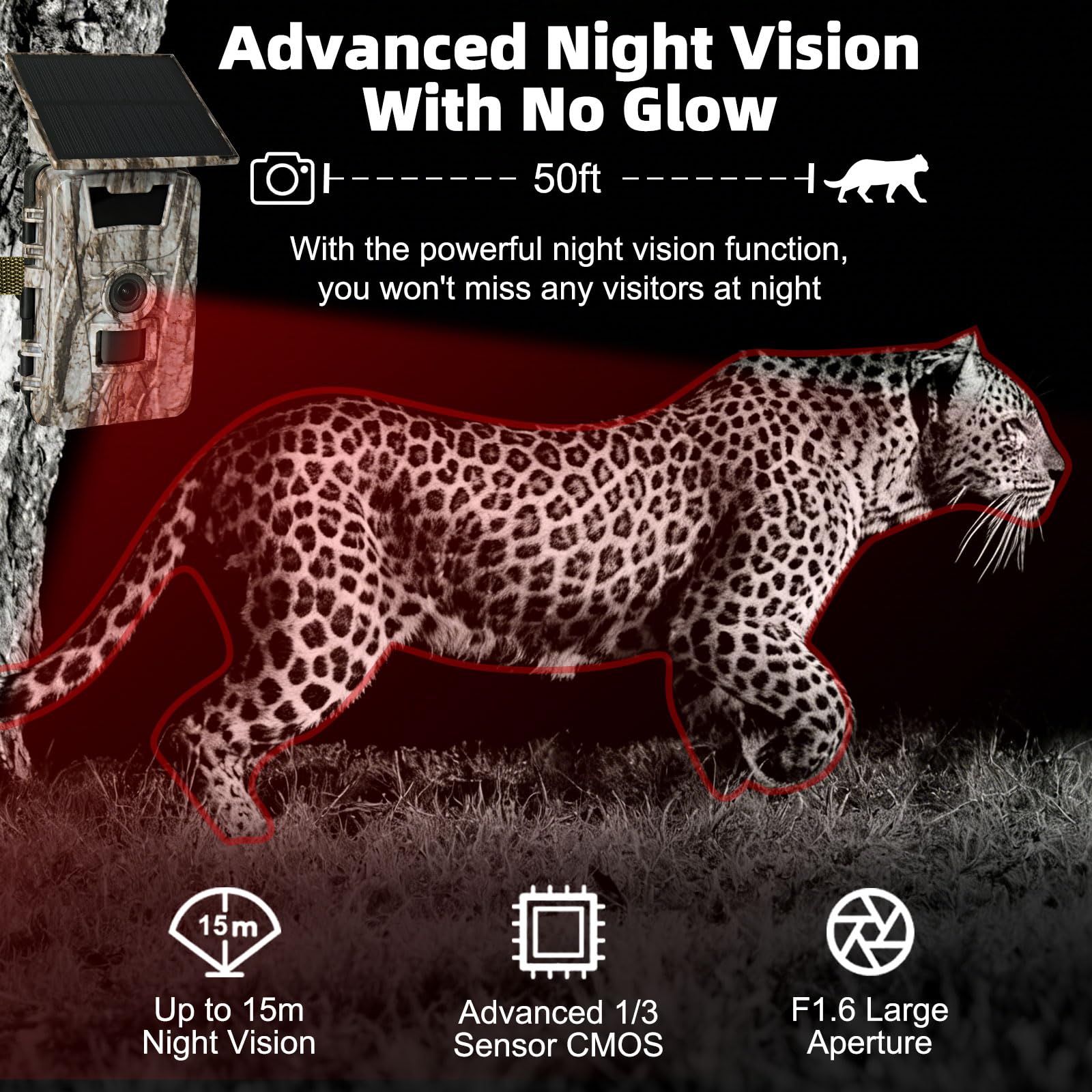Caméra de Chasse Solaire 60MP 4K WiFi, Camera Chasse connectée Téléphone