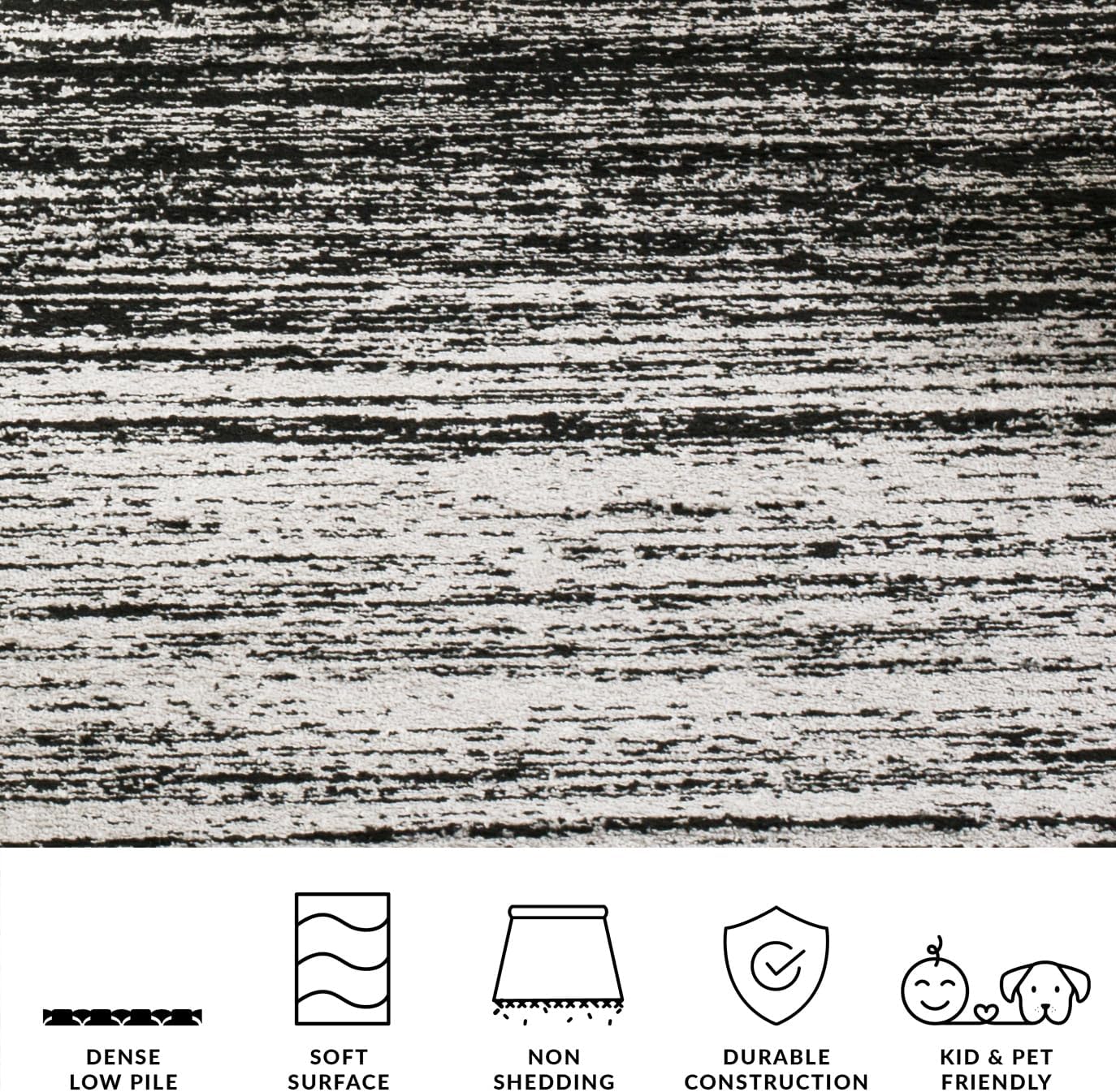 SAFAVIEH Area Rug 8x10 - Adirondack Collection - Large - Silver & Black, Modern Ombre Design, Non Shedding & Easy to Clean, Ideal for Living Room, Bedroom, Office, Dining Space (ADR113A)