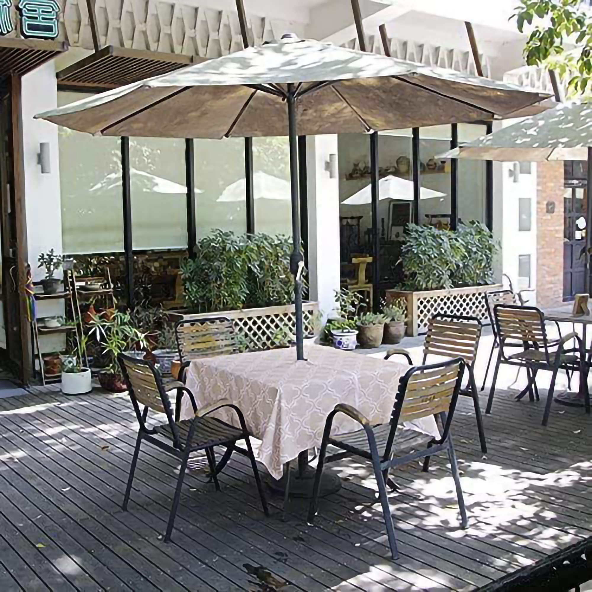 WEMAYSpring & Summer Outdoor Tablecloth, Spill Proof and Waterproof with Zipper and Umbrella Hole, Host Backyard Parties, BBQs, & Family Gatherings (A丨Khaki, 60-INCH X 84-INCH)