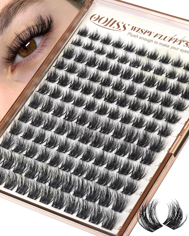 Cílios postiços em tufos wispy OOjiss, 10–16 mm