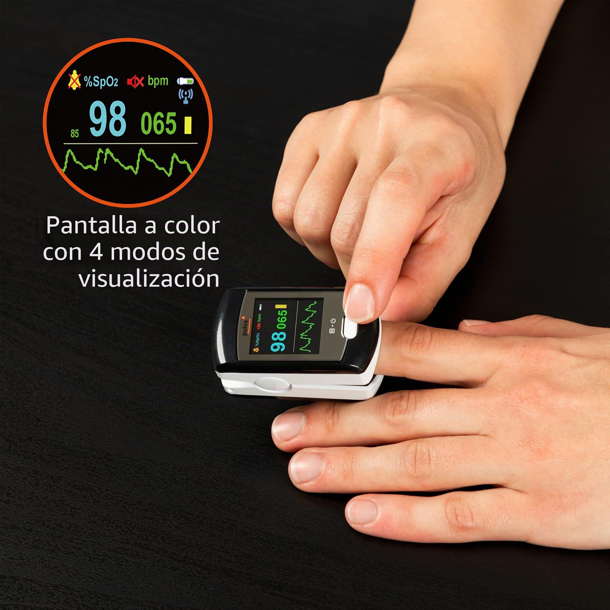 Pulox PO-300 - Oxímetro, color negro