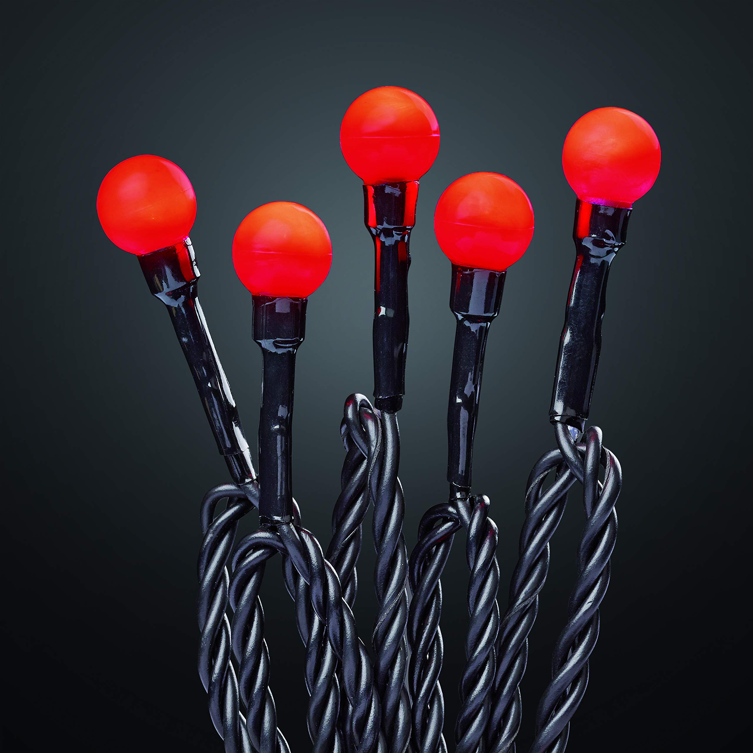 hellum Kugel Lichterkette Batterie, 20 LED rot, für innen mit Timer