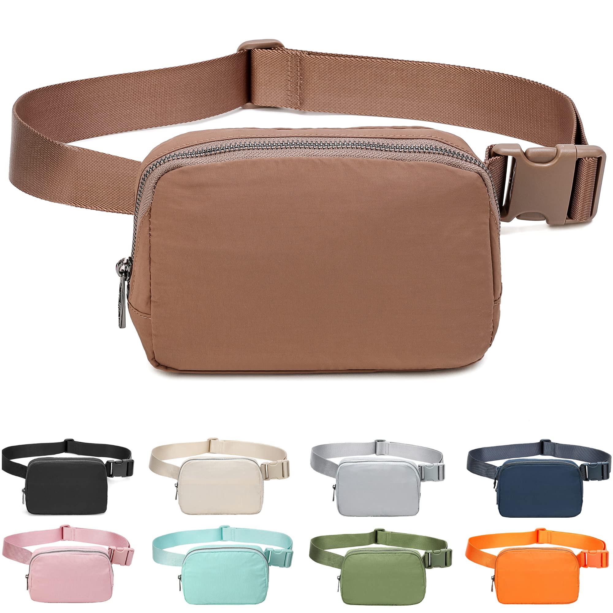 Fanny Belt Bag Waist Pack Crossbody Bags Bum Bag for Running Hiking Travel Workout Adjustable Strap for Women-brown