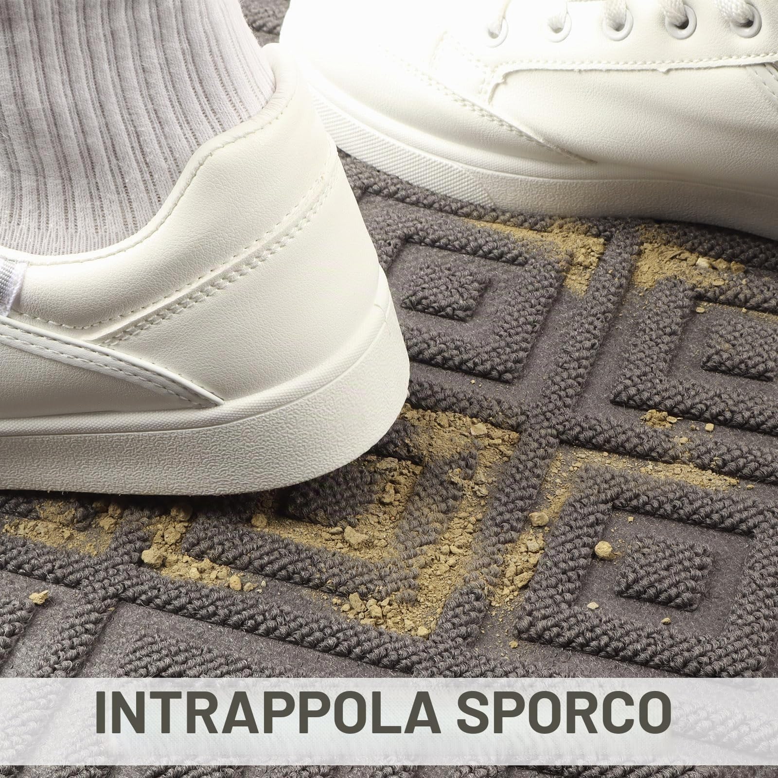 LEKEEPGO Zerbino Ingresso Esterno ed Interno 80x120cm, Tappeto da Esterno Assorbente Drenante, Tappeto Ingresso Interno Antiscivolo, Tappeti da Esterno Lavabile, Grigio