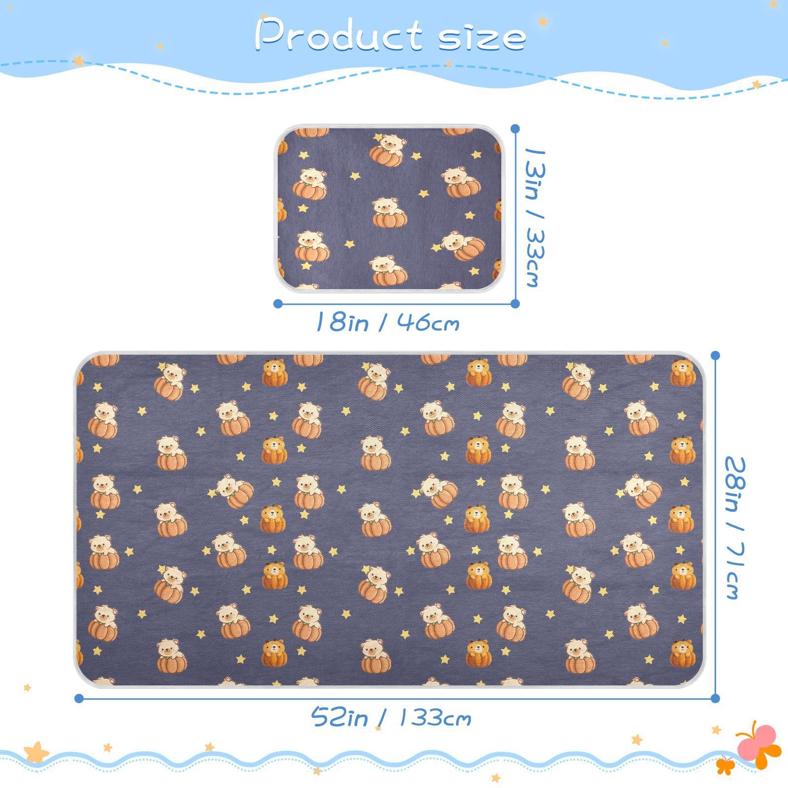 Bolaz Summer Sleeping Bed Pad, Cute Bear Star Cooling Mattress Set Breathable Bed Mat Ice Silk Mat + Pillow Cover for Toddler Boys Girls