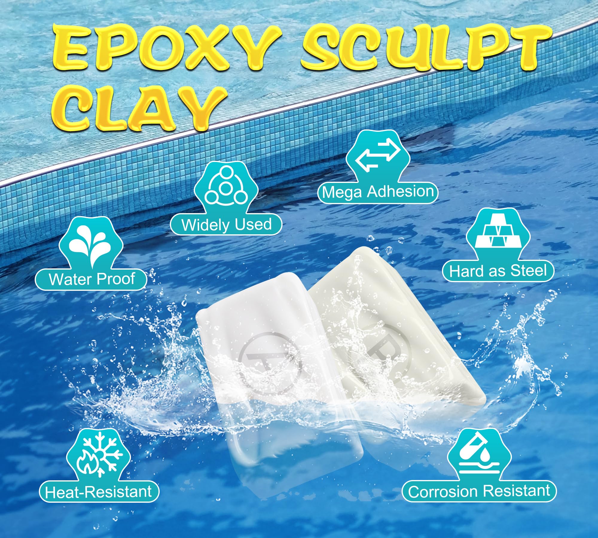 Stucco Epossidico Bianco, 340g Stucco per Piscine da Perdite Sott'acqua o sopra, Stucco per Plastica, Piastrelle, Calcestruzzo, Cemento, Legno etc, Riparazione Rapida di Crepe, Riempimento, Modellismo