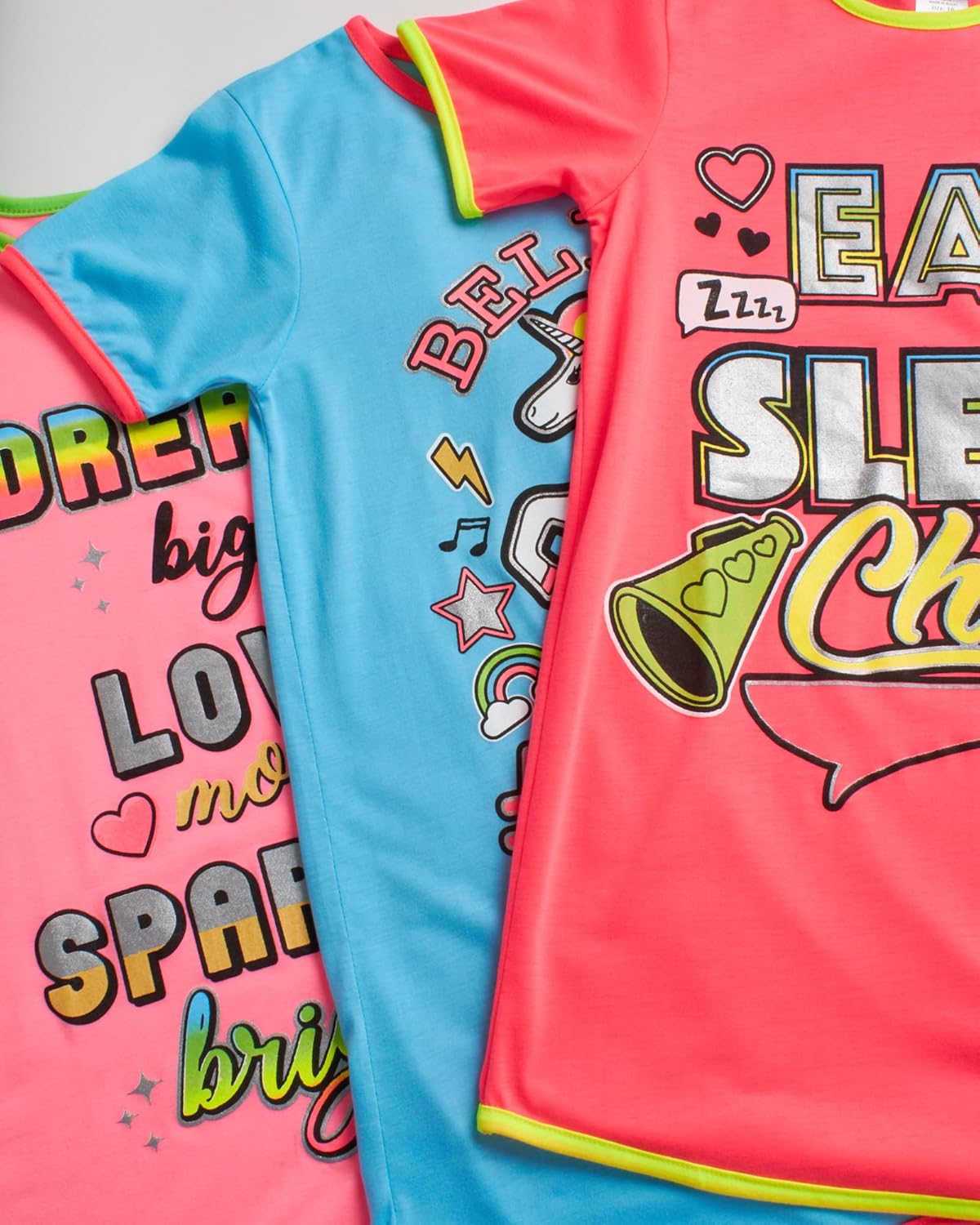 Angel Face Girls Nightgowns - 3 Pack Soft Short Sleeve Nightgown Girls Pajamas - Cozy Cute Sleep Dress Pajamas - Image 3