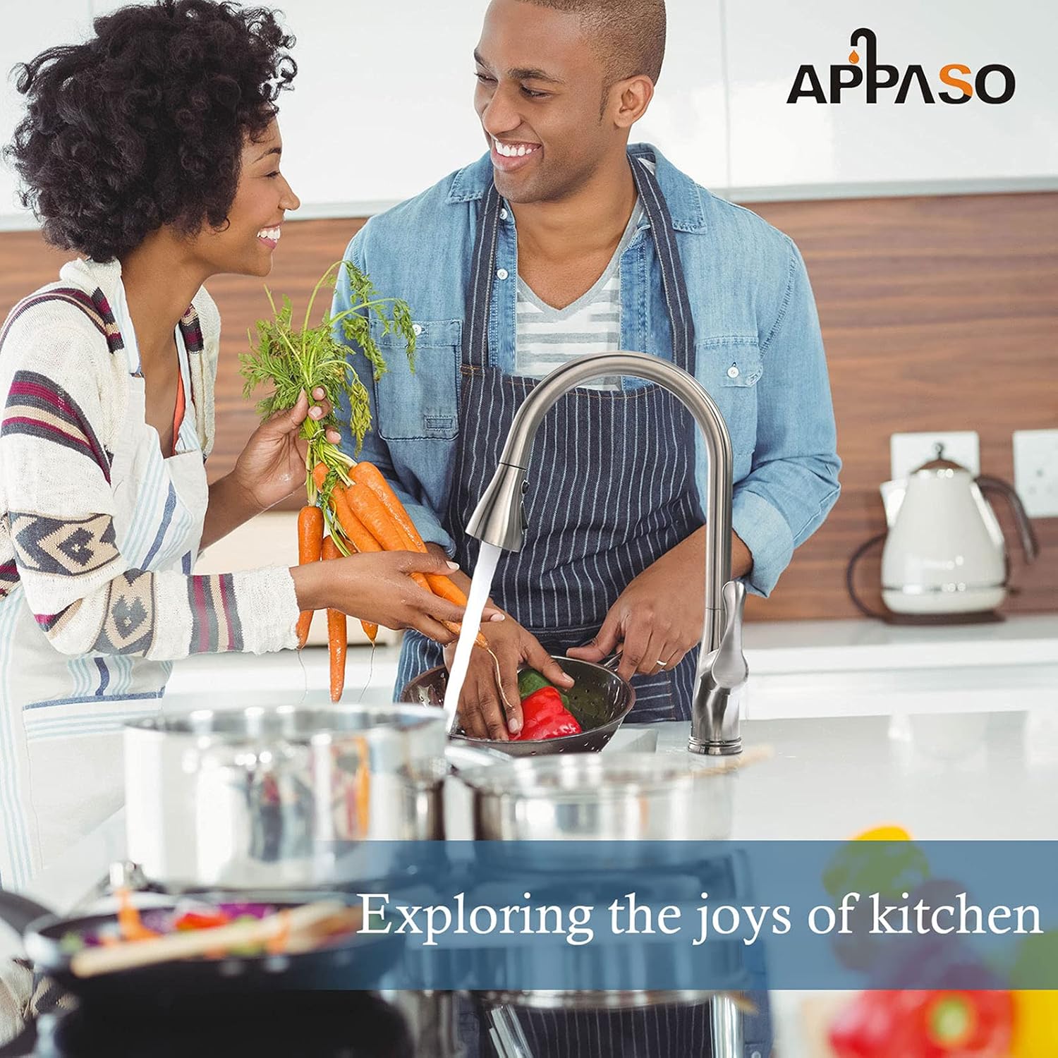 Uр Tо 40% оƒƒ APPASO Pull Down Kitchen Faucet with Sprayer Stainless Steel Brushed Nickel - Single Handle Commercial High Arc Pull Out Spray Head Kitchen Sink Faucets with Deck Plate, Grifos De Cocina