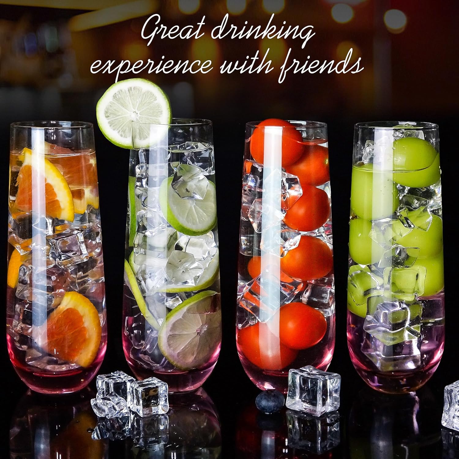 Stemless Champagne Flutes Glasses Set of 6-10oz Elegant Pink Champagne Glass, Unique Pink Flute Gift for Wedding, Anniversaries, Parties, Birthday, Restaurant, Home Bar - Image 8