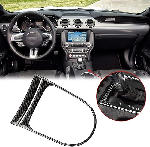 Xotic Tech - Cubierta para panel de cambio de marchas, fibra de carbono suave auténtica, compatible con Ford Mustang 2015-2023