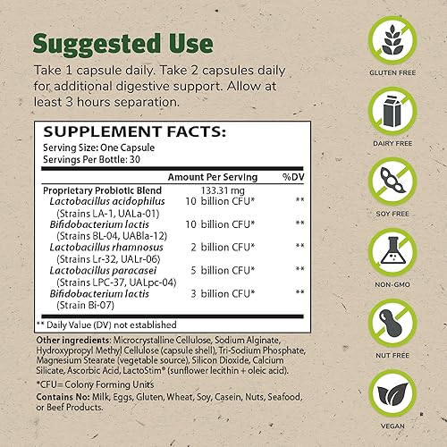 Miniatura 2 de Master Supplements Theralac - 30 cápsulas paquete de 2 probióticos multicepas para una salud intestinal óptima  alivio de gases e hinchazón sin