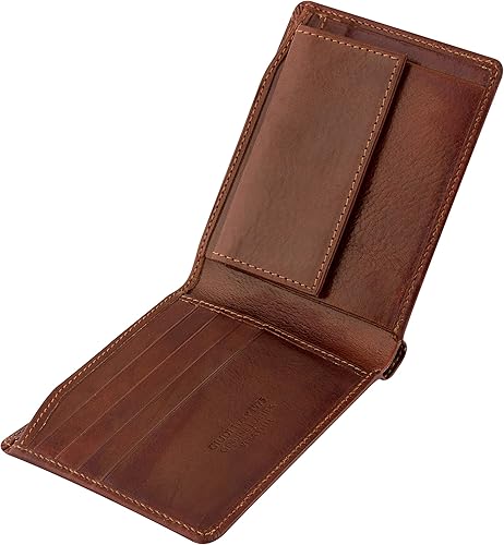 Miniatura 5 de Elegante cartera plegable para hombre, fabricada en Italia, piel auténtica cara, 2 bolsillos para efectivo, 2 ranuras para tarjetas, bolsillo para