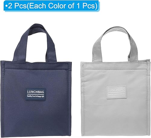 Miniatura 3 de PATIKIL Bolsas aisladas para el almuerzo, paquete de 2 bolsas Bento reutilizables de 8 x 5 x 9 pulgadas, bolsas térmicas para el almuerzo, bolsa