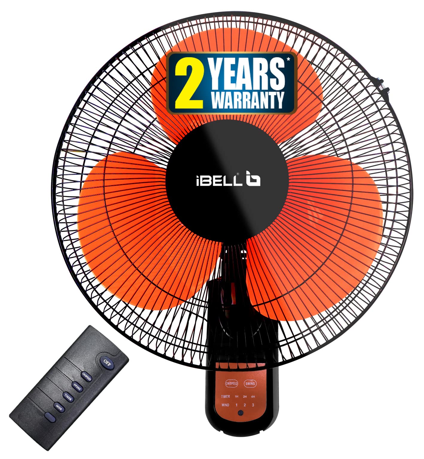 IBELL VIVA03WF High Speed Wall Fan with Remote, 3 Leaf, 406mm, Low Noise Motor (Orange in Black)-image-14