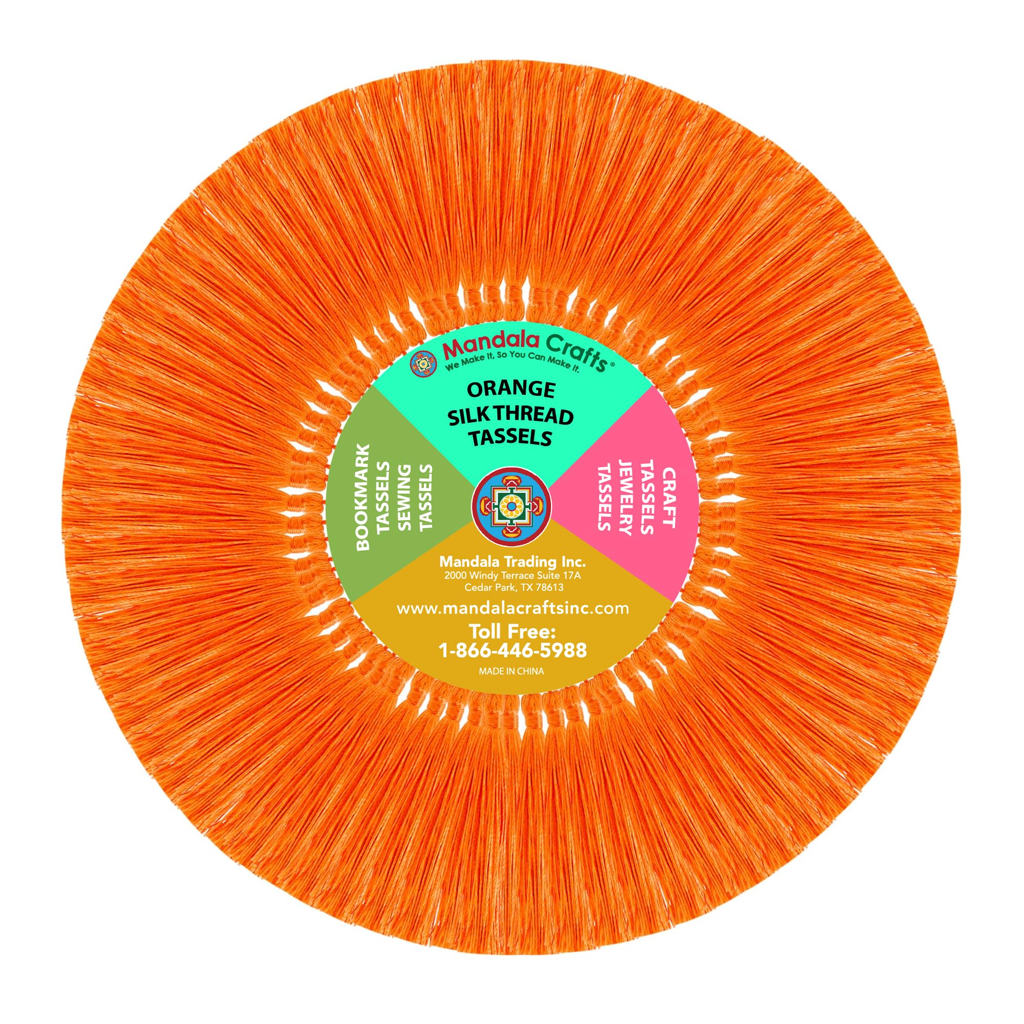 Mandala Crafts 100 Orange Silky Bookmark Tassels with Loops for Crafts