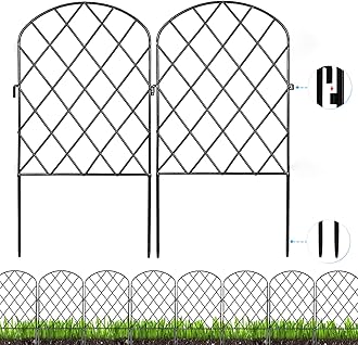 Decorative Garden Small Fence 10 Pack,10 Ft (L) X 24 in (H) Black Mesh Rustproof Metal Fence, Animal Barrier Fence for Small Dog, Border Folding Patio Fences,Outdoor Flower Bed Landscape Decor
