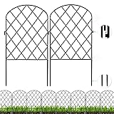 Getlay Decorative Garden Small Fence 10 Pack,10 Ft (L) X 24 in (H) Black Mesh Rustproof Metal Fence, Animal Barrier Fence for Small Dog, Border Folding Patio Fences,Outdoor Flower Bed Landscape Decor