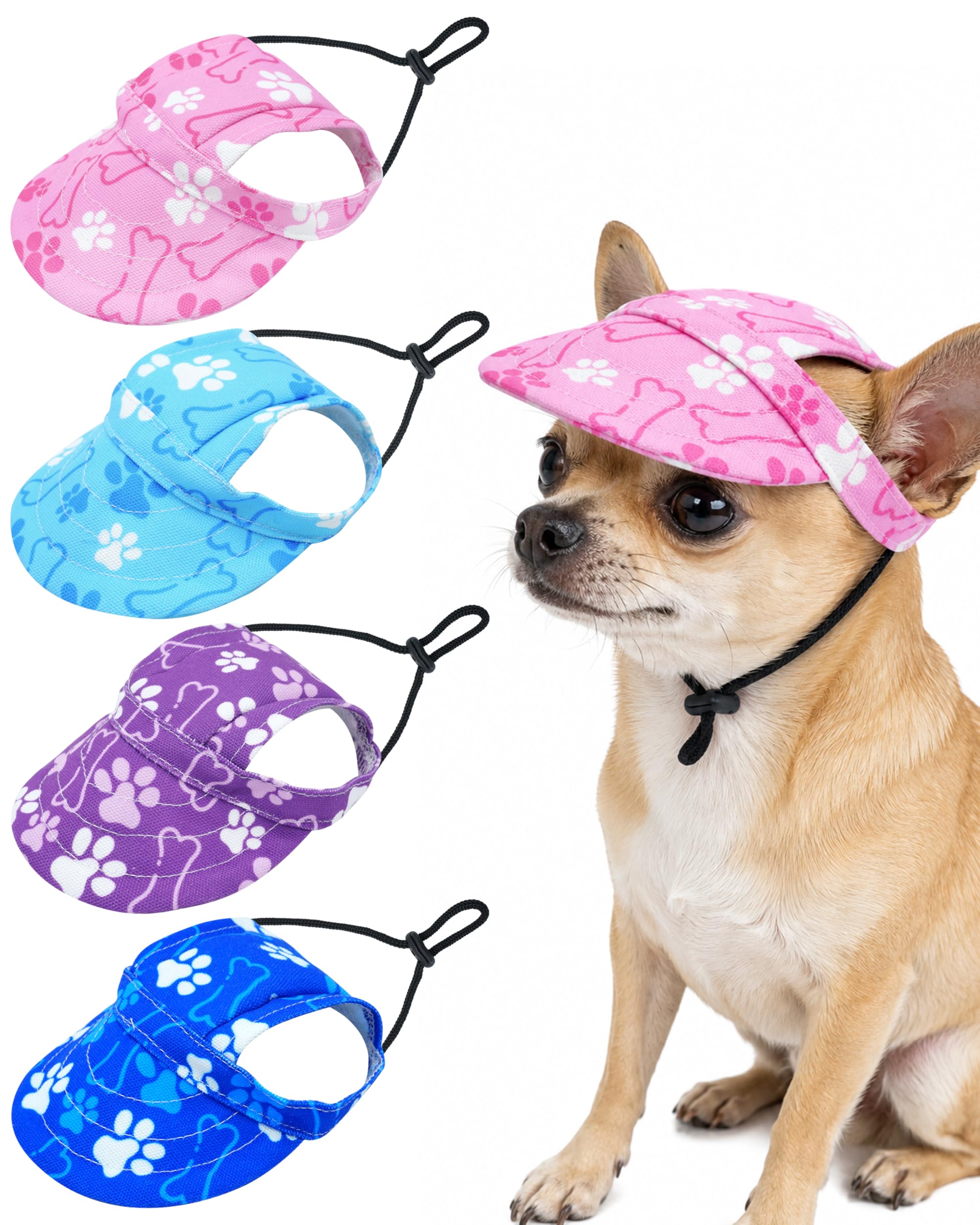 PET SHOW 4 Pack Paw Print Dog Baseball Cap for Small Dogs