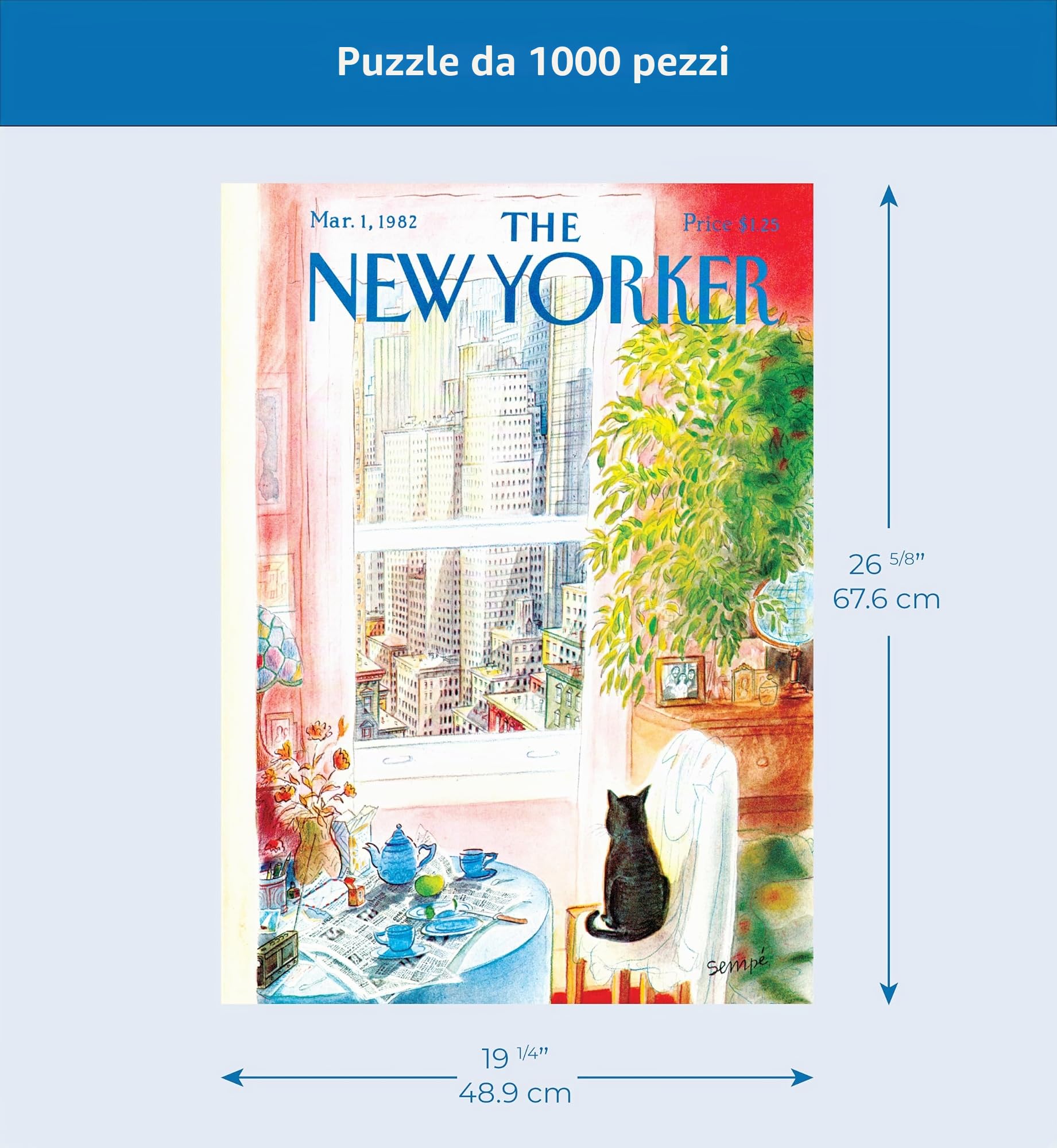 New York Puzzle Company New Yorker Cats Eye View 1000 Piece Jigsaw Puzzle
