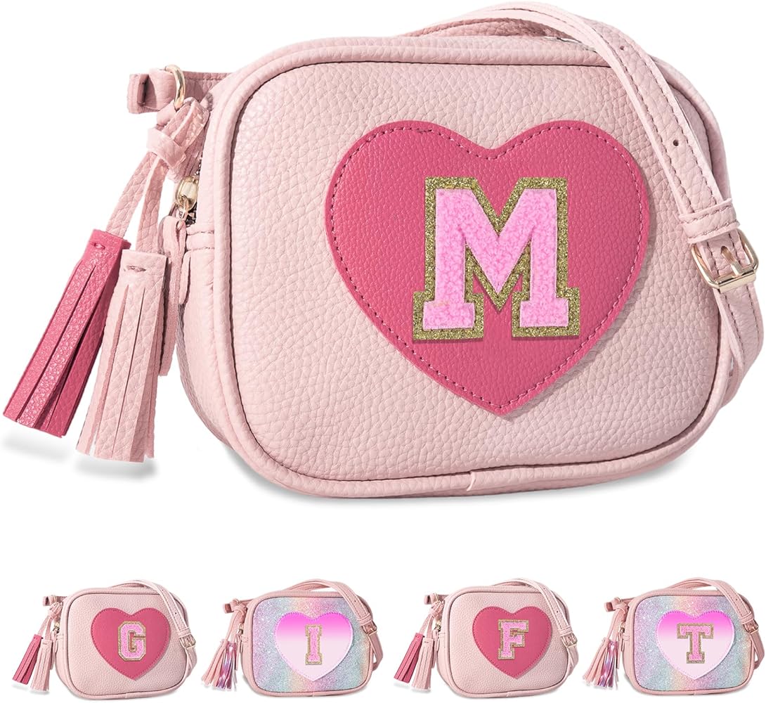 UIXIZQ 女孩首字母斜挎包 - Vegan皮革小女孩包 包含流苏 生日礼物