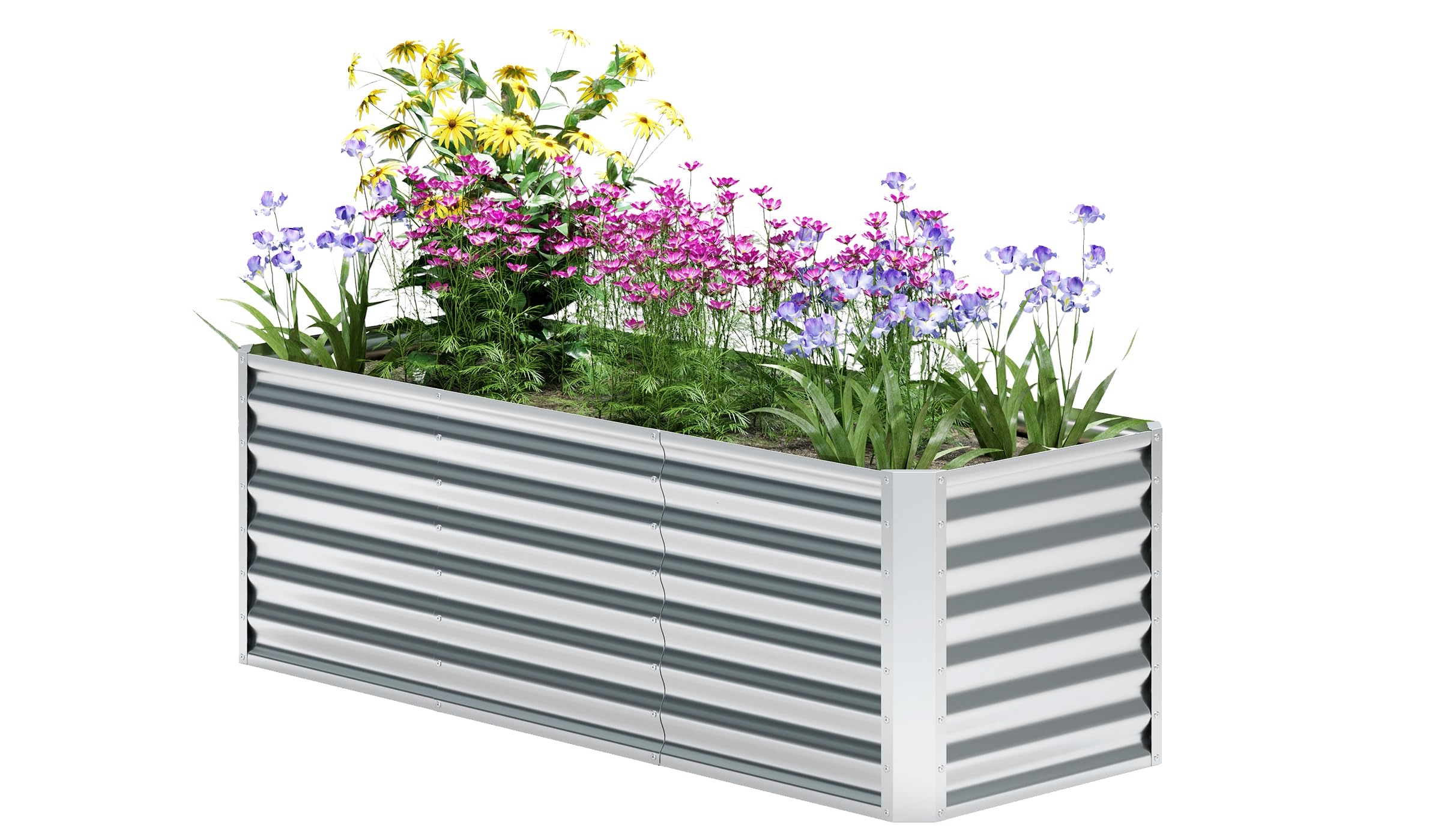 EKX 6x2x2FT Galvanized Raised Garden Bed Kit, Galvanized Planter Raised Garden Boxes Outdoor, Large Metal Raised Garden Beds for Vegetables.