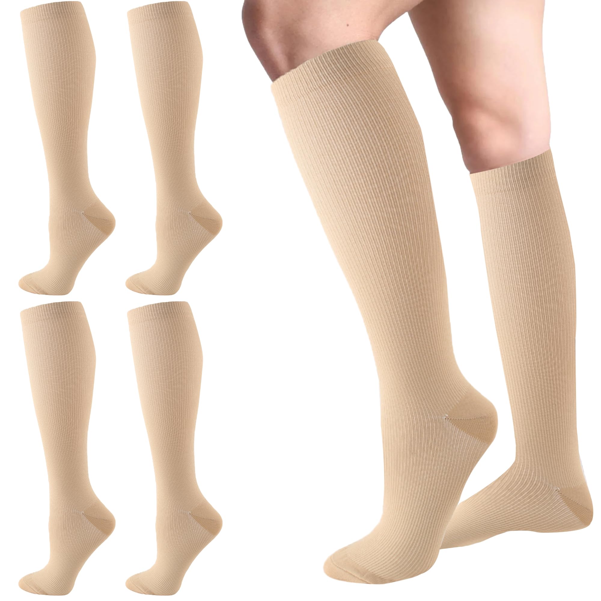6 Pairs Compression Socks for Women and Men Circulation, 20-30 mmhg Support for Athletic Running, Hiking, Nurse, Recovery
