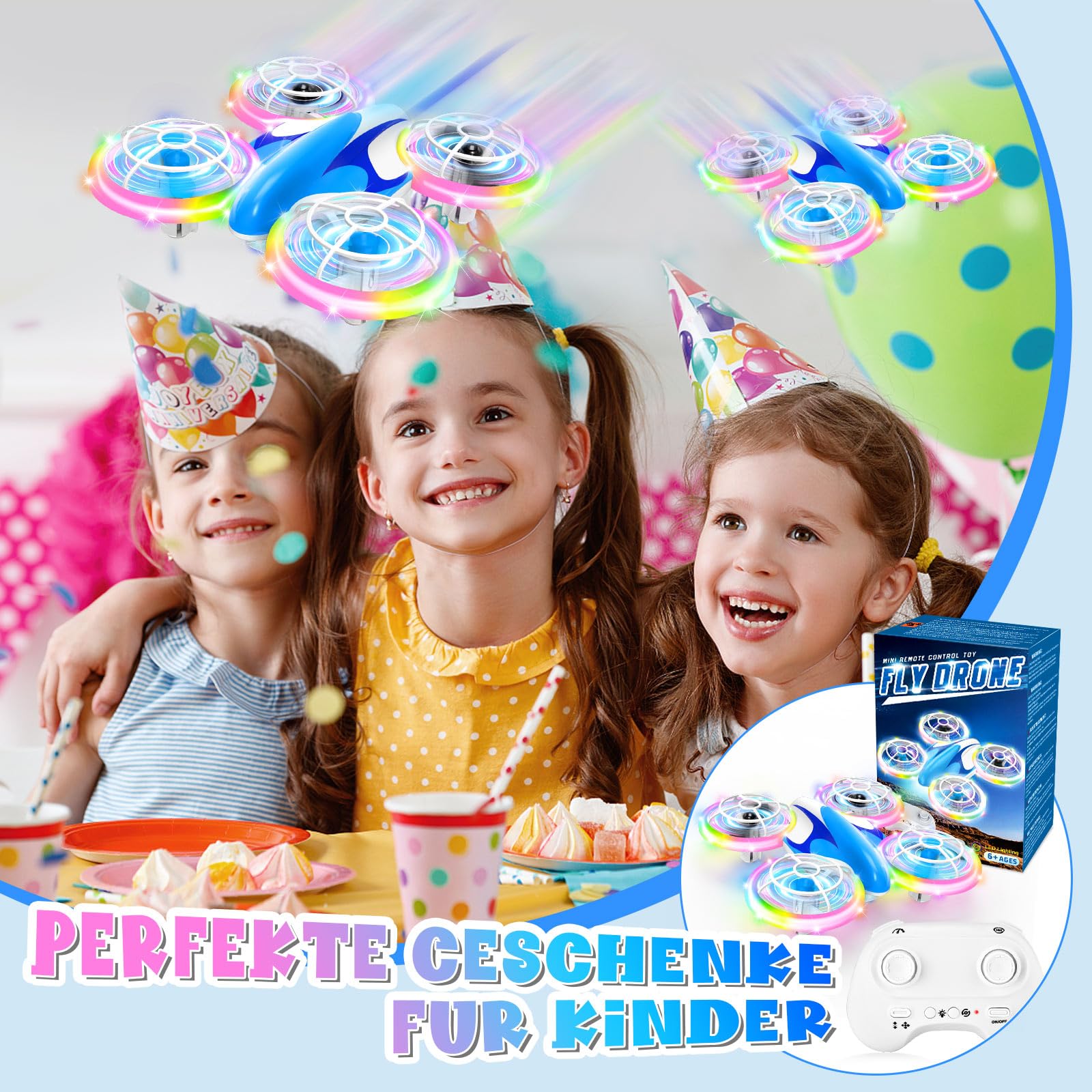 ZOOYAUE Mini Drohne für Kinder Spielzeug ab 6 7 8 9 10+ Jahre, RC Flugzeug Drone mit 3 Akkus, 360°Flips, LED Lichter für Indoor Outdoor, Geschenk für Anfänger Jungen Mädchen, Blau