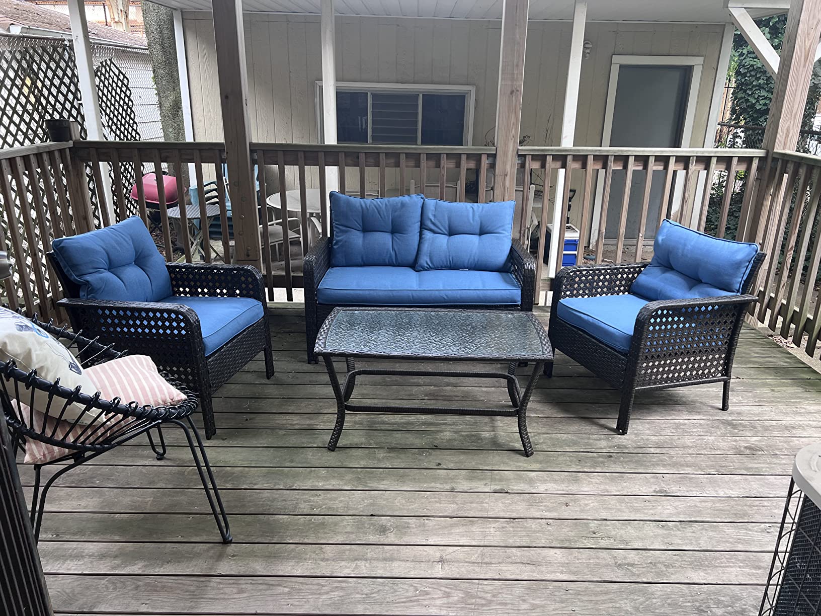 32/mo Finance Patio Furniture Set Outdoor Furniture 4 Piece Rattan