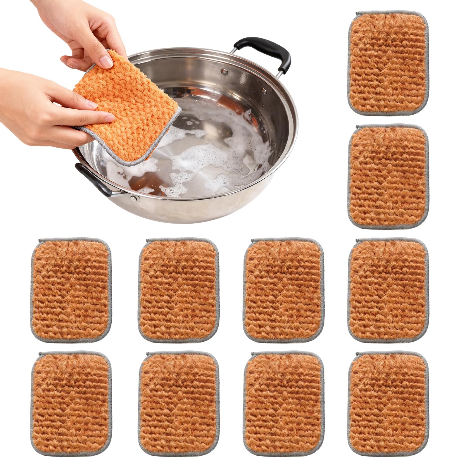 Paño de cocina y estropajo protector de doble cara para superficies de vidrio y cerámica