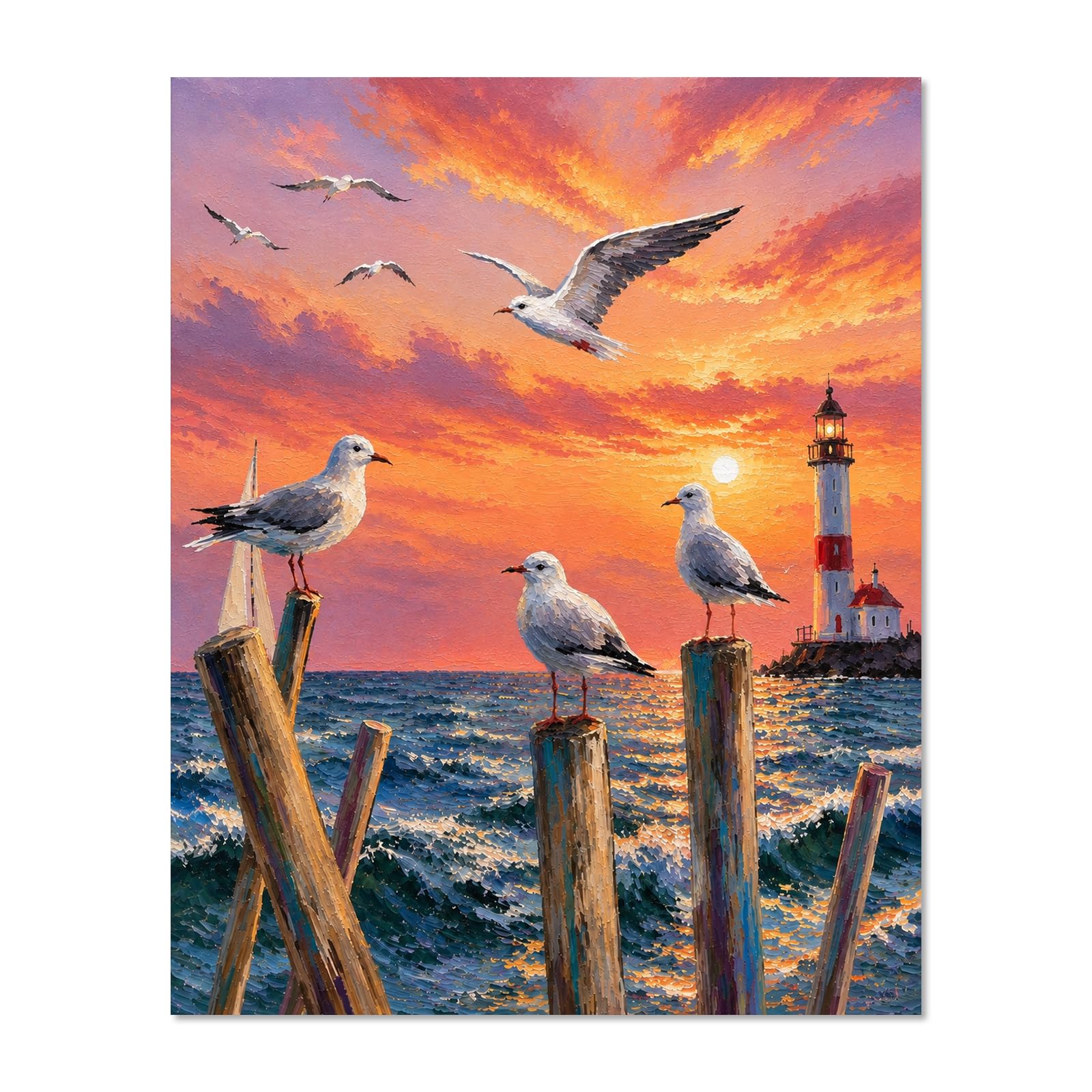 JIDUOLANFA Seagull Paint by Numbers for Adults, Ocean Painting by Numbers — image 1